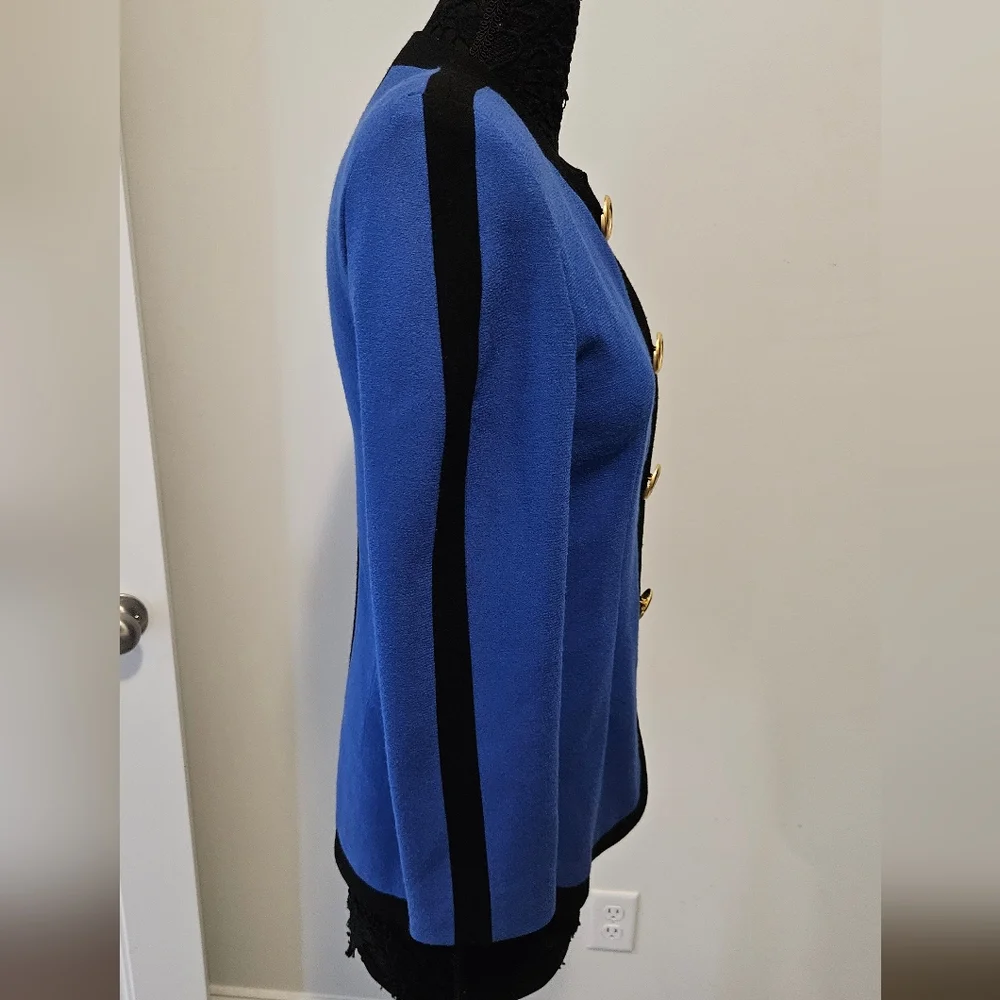 Carolina Herrera Jacket Vintage Royal blue/Black Sz 6 EUC - Picture 4 of 14